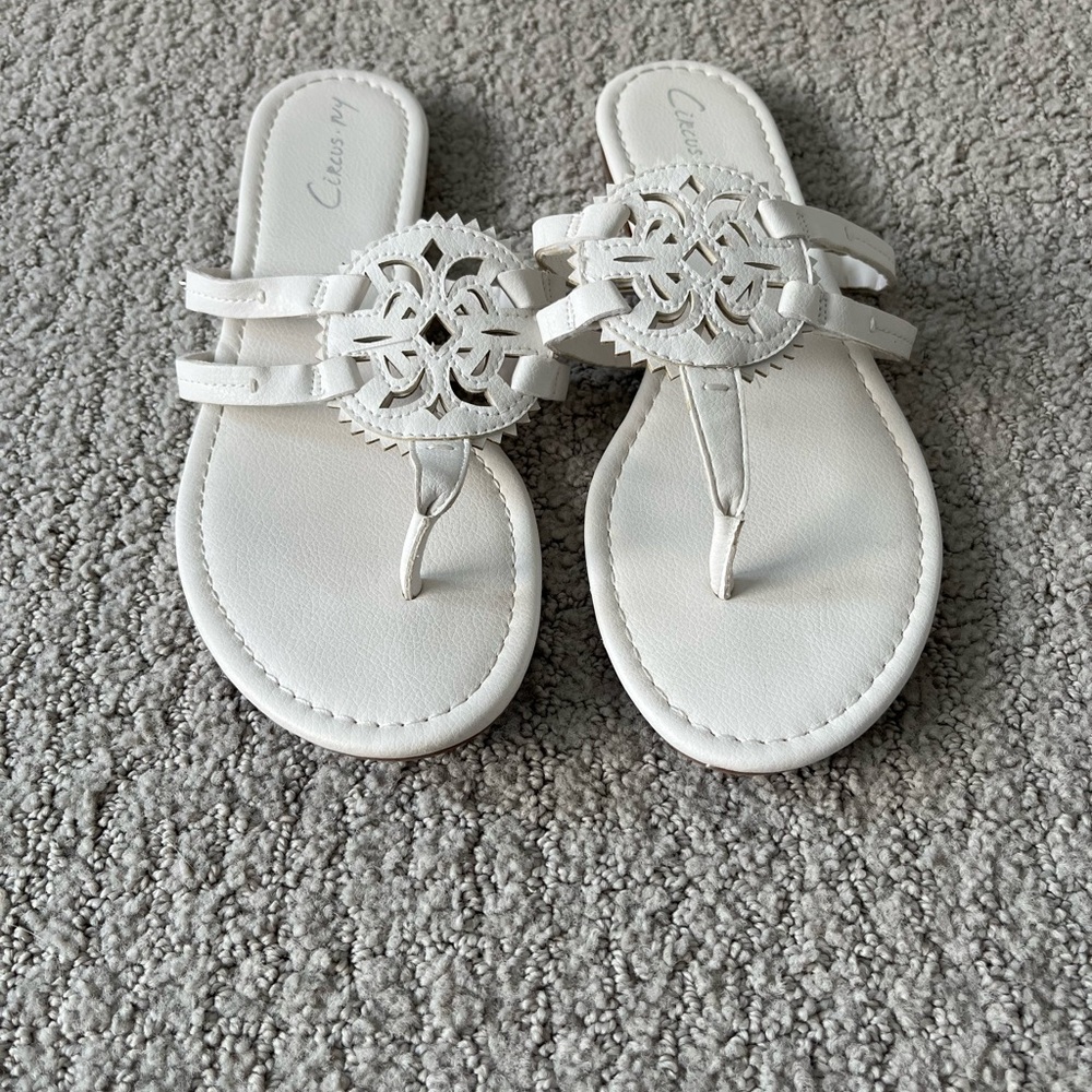Circus by Sam Edelman White Sandals with Medallion Detail
